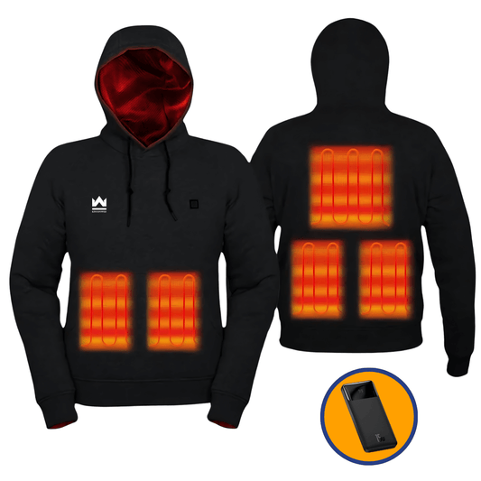 Front and back of the heated hoodie