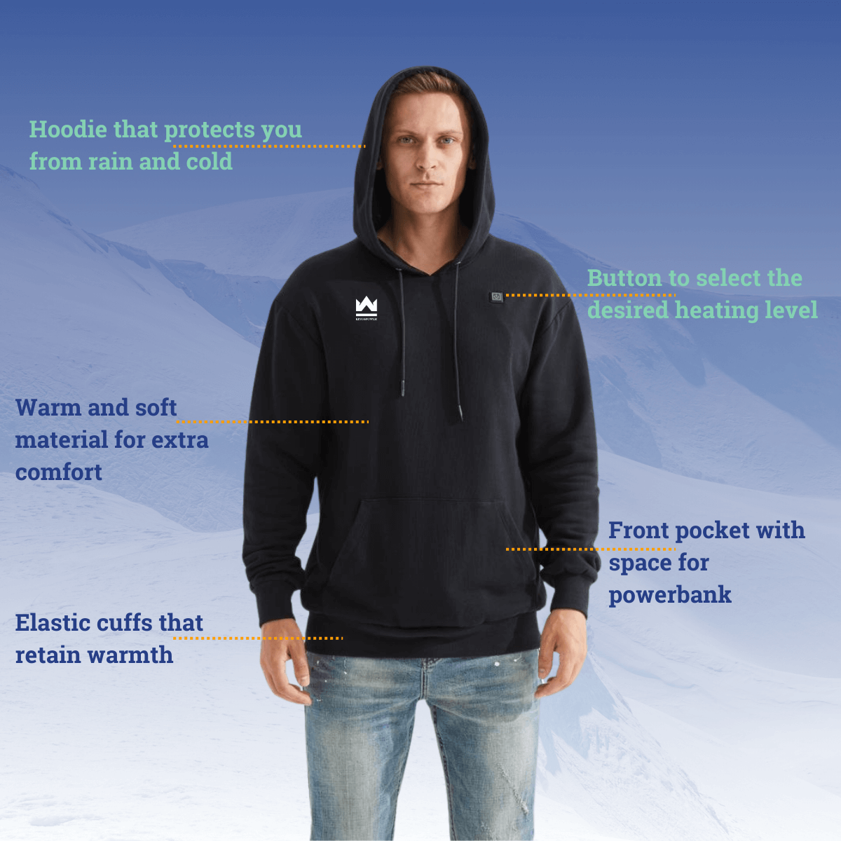 Specifications of the heated hoodie