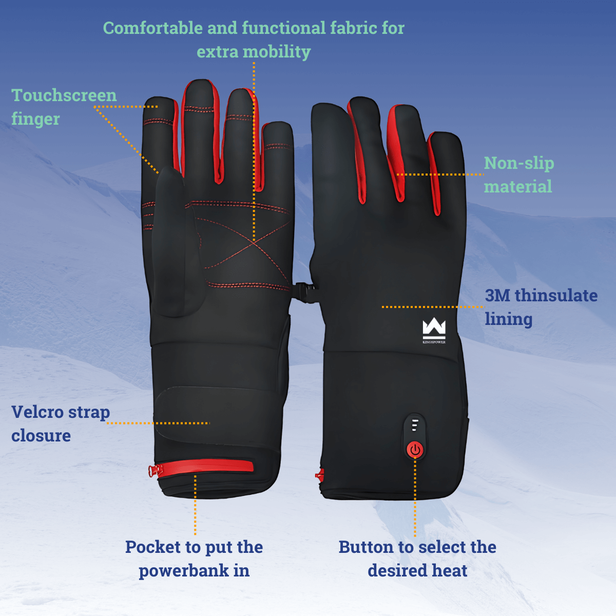 Specifications-Waterproof-Heated-Gloves