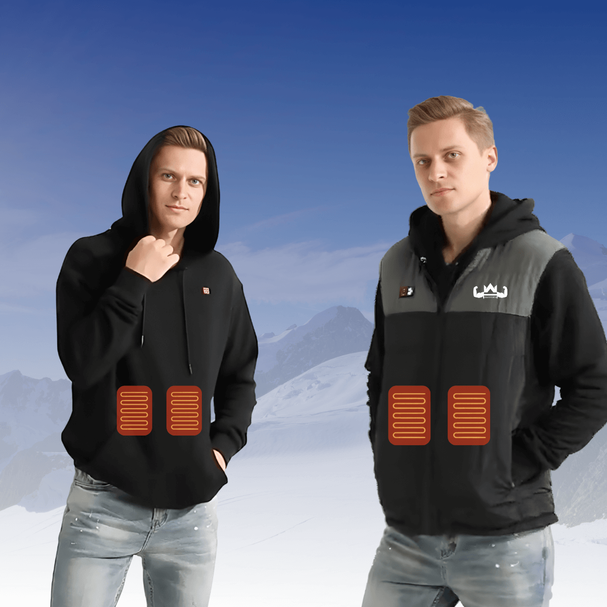 Verwarmde winter collectie met hoodie en bodywarmer