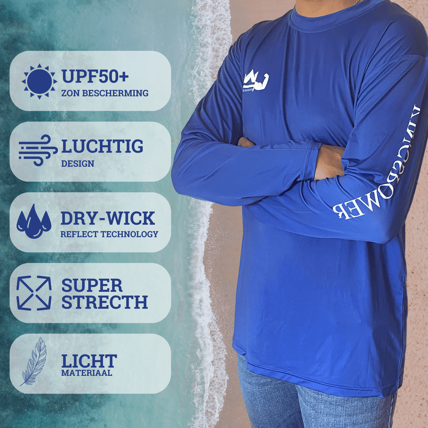 UPF50 UV shirt met dry-wick